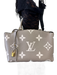 Louis Vuitton Beige & Taupe Leather Monogram Top Handles Embossed Bag Beige & Taupe