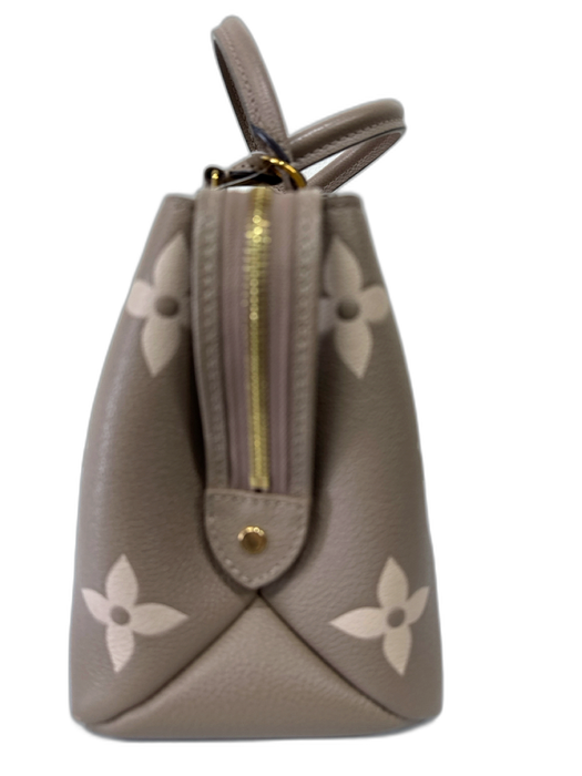 Louis Vuitton Beige & Taupe Leather Monogram Top Handles Embossed Bag Beige & Taupe