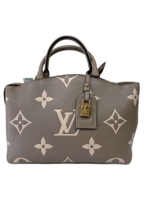 Louis Vuitton Beige & Taupe Leather Monogram Top Handles Embossed Bag Beige & Taupe