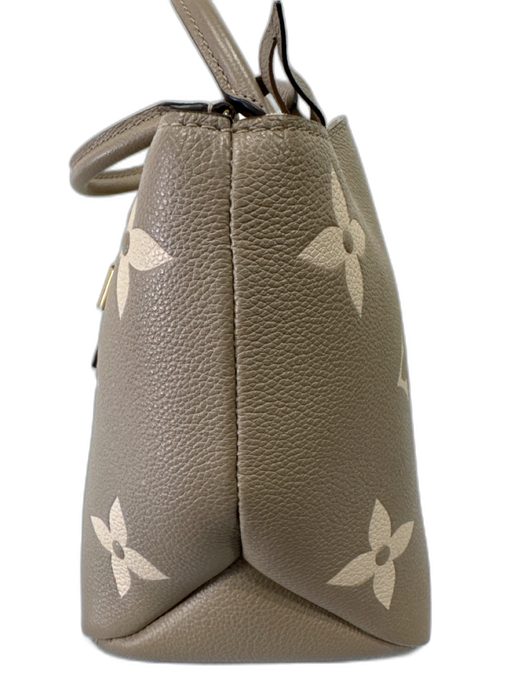 Louis Vuitton Beige & Taupe Leather Monogram Top Handles Embossed Bag Beige & Taupe