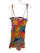 Farm Rio Size S Multi Cotton Spaghetti Strap Tie Shoulder Shirred Ruffle Dress Multi / S