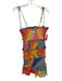 Farm Rio Size S Multi Cotton Spaghetti Strap Tie Shoulder Shirred Ruffle Dress Multi / S