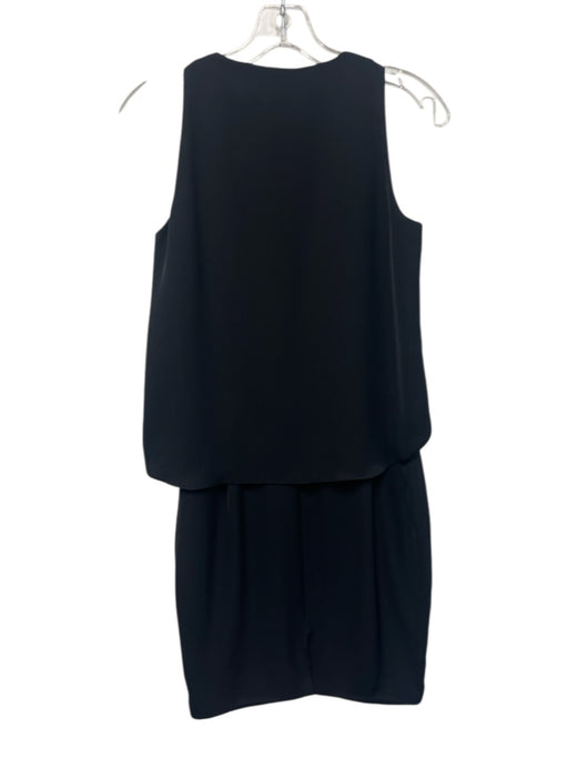 Elizabeth And James Size 6 Black Polyester Sleeveless Wrap V Neck Draped Dress Black / 6