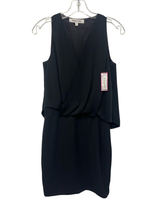 Elizabeth And James Size 6 Black Polyester Sleeveless Wrap V Neck Draped Dress Black / 6