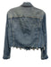ABLE Size M Medium Wash Cotton Blend Denim Raw Hem Button Front Cropped Jacket Medium Wash / M