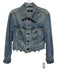 ABLE Size M Medium Wash Cotton Blend Denim Raw Hem Button Front Cropped Jacket Medium Wash / M