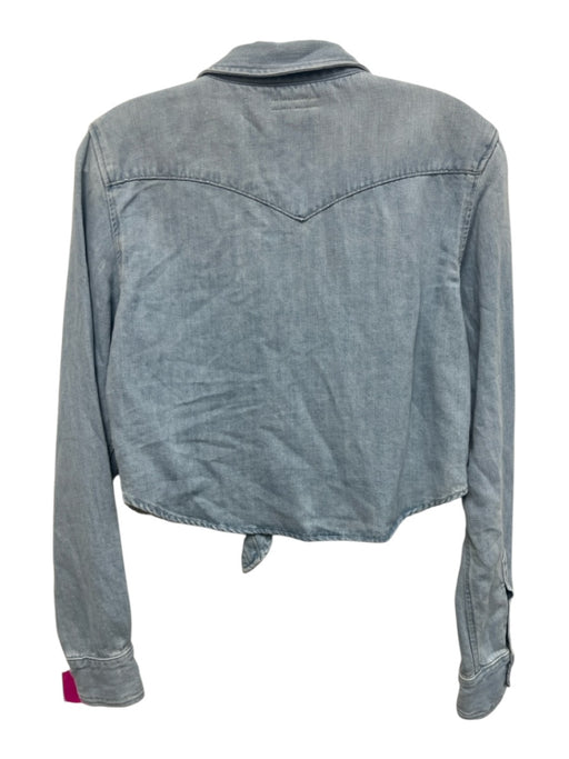 Mother Size M Light Wash Cotton Blend Chambray Long Sleeve Snap Button Front Top Light Wash / M