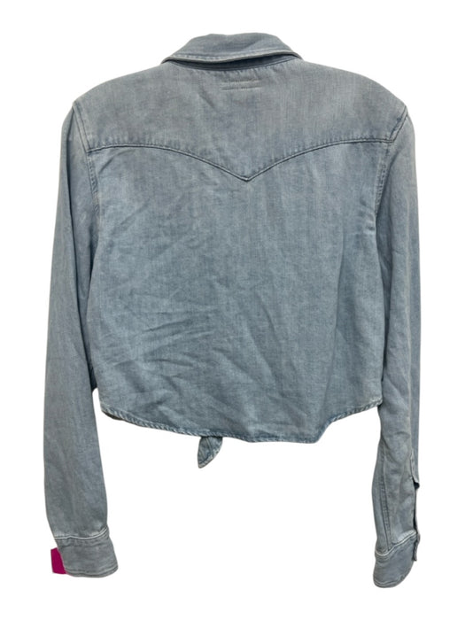 Mother Size M Light Wash Cotton Blend Chambray Long Sleeve Snap Button Front Top Light Wash / M