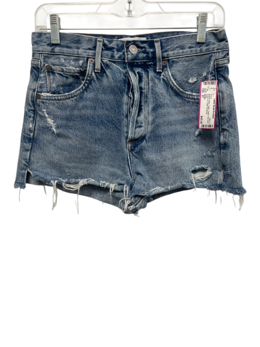 Agolde Size 27 Medium Wash Cotton Denim Raw Hem Button Fly Cutoff Shorts Medium Wash / 27