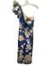 Aidan Mattox Size 8 Beige & Blue Polyester Blend Bow Abstract Watercolor Gown Beige & Blue / 8