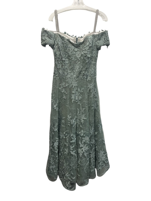 Lara Size 10 Sage green Polyester Tulle Floral Lace Off Shoulder A line Gown Sage green / 10