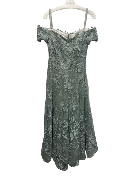 Lara Size 10 Sage green Polyester Tulle Floral Lace Off Shoulder A line Gown Sage green / 10
