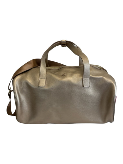 Purse N Gold Faux Leather Zip Top Handle Removable Strap Duffle Bag Gold / L