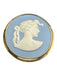 Wedgwood Blue, White, Gold Sterling Silver Jasper relief Round Cameo Brooch Blue, White, Gold