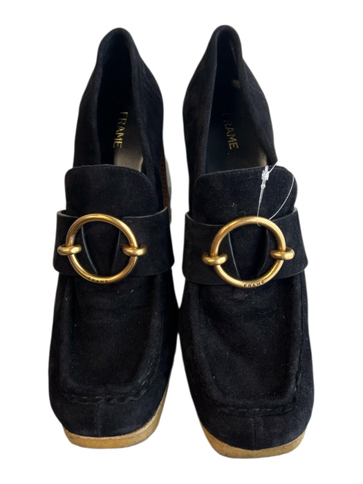 Frame Shoe Size 39 Black & Brown Leather Upper Suede Gold Hardware Shoes Black & Brown / 39