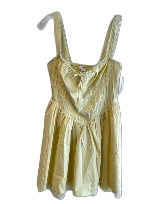 More To Come Size Medium Yellow Cotton Blend Lined Sleeveless Lace Detail Dress Yellow / Medium