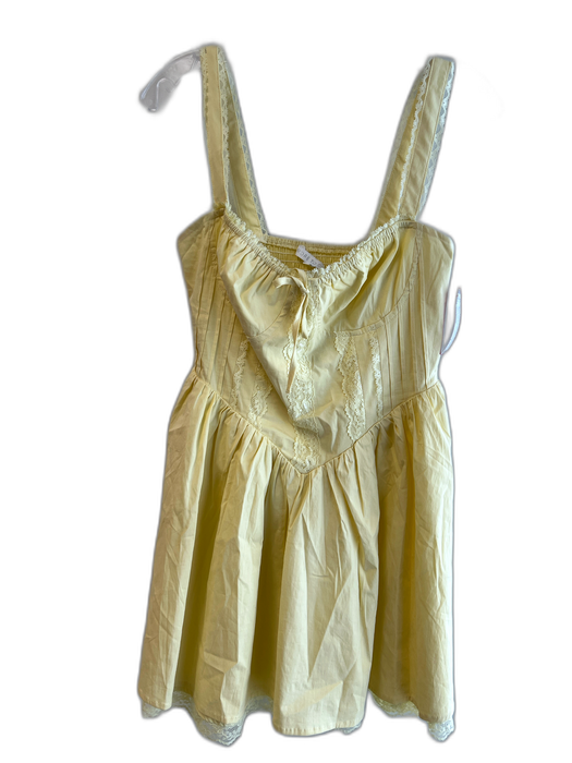 More To Come Size Medium Yellow Cotton Blend Lined Sleeveless Lace Detail Dress Yellow / Medium