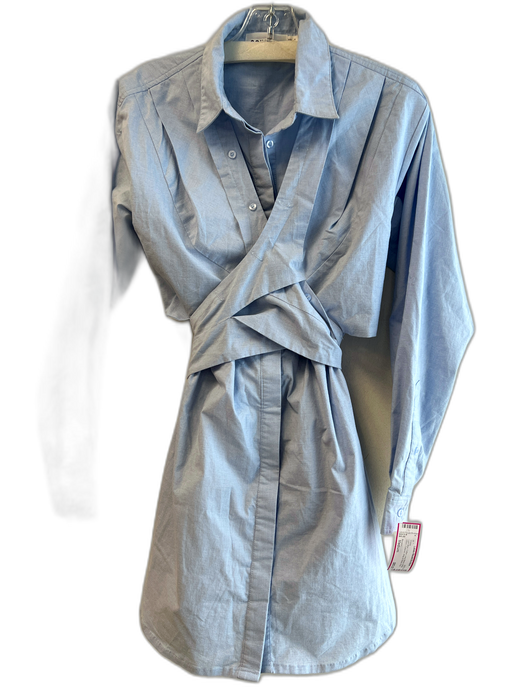 Sovere / Size Medium Light Blue Cotton Long Sleeve Button Down Collared Dress Light Blue / Medium