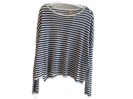 Eileen Fisher Size Large Black & White Linen Blend Striped Long Sleeve Top Black & White / Large