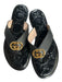Gucci Shoe Size 40 Black & Gold Leather Flip Flop Logo Slip On Sandal Shoes Black & Gold / 40