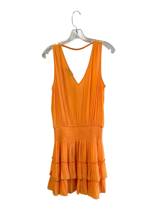 Ramy Brook Size M Orange Polyester V Neck & Back Sleeveless Elastic Waist Dress Orange / M