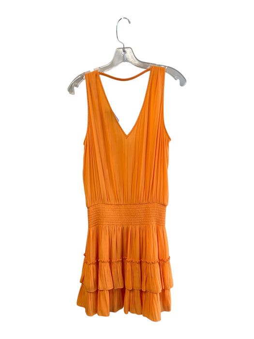 Ramy Brook Size M Orange Polyester V Neck & Back Sleeveless Elastic Waist Dress Orange / M