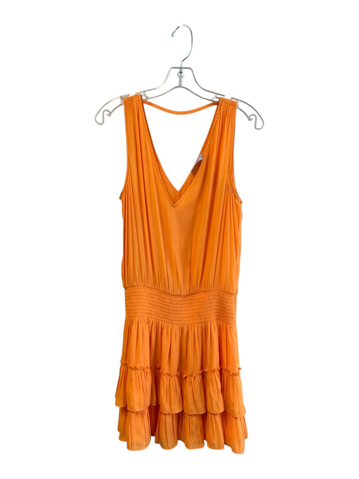 Ramy Brook Size M Orange Polyester V Neck & Back Sleeveless Elastic Waist Dress Orange / M