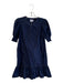 Cartolina Size XS Navy Cotton Round Neck Short Puff Sleeve 1/2 Button Dress Navy / XS