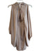 Trina Turk Size 8 Beige Silk V Neck & Back Wide Sleeve Pleated Knee length Dress Beige / 8