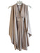 Trina Turk Size 8 Beige Silk V Neck & Back Wide Sleeve Pleated Knee length Dress Beige / 8