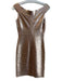 Herve Leger Size M Champagne Rayon Blend V Neck Off Shoulder Back Zip Dress Champagne / M