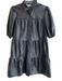 RD Style Size Est M Black Polyurethane Faux Leather Collared Button Up Dress Black / Est M