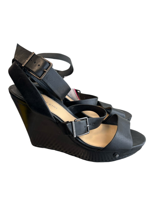 Gianni Bini Shoe Size 11 Black Leather Upper open toe Multiple Straps Shoes Black / 11