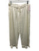 Calispia Size L Ivory White Rayon & Acetate Blend Satin Ruffle Trim Pants Ivory White / L