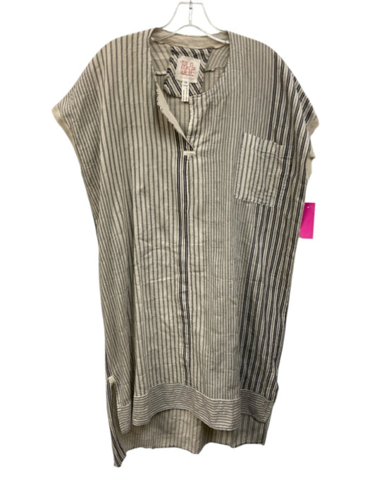 Hannoh Wessel Size S / 36 Cream & Navy Blue Cotton Blend Drop Shoulder Dress Cream & Navy Blue / S / 36