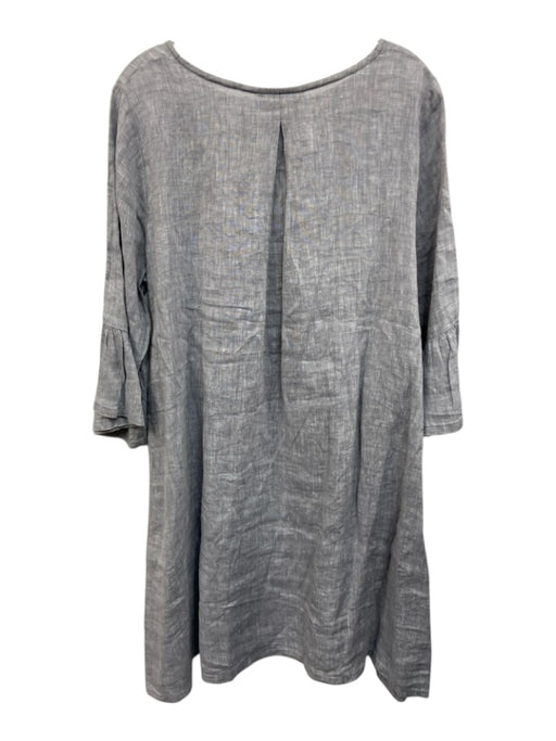 Bryn Walker Size S Light Gray Linen Boat Neck Trumpet Sleeve Shift Dress Dress Light Gray / S