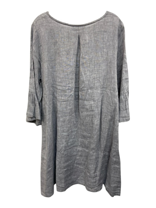 Bryn Walker Size S Light Gray Linen Boat Neck Trumpet Sleeve Shift Dress Dress Light Gray / S
