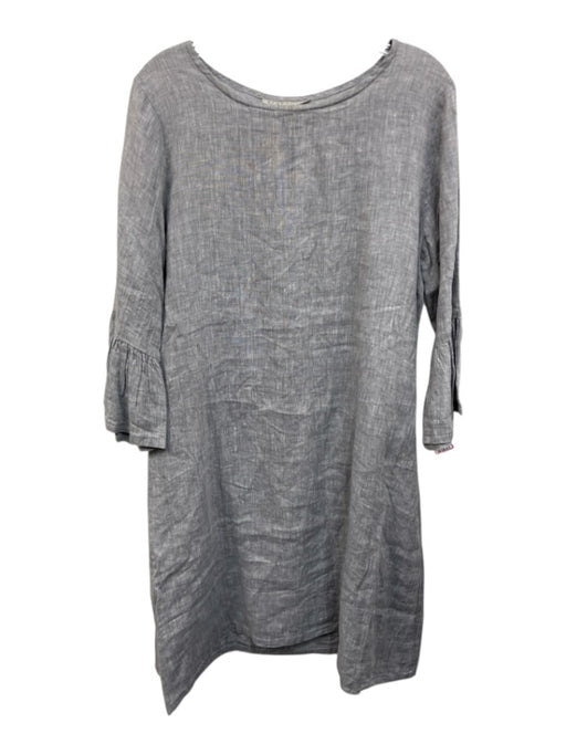 Bryn Walker Size S Light Gray Linen Boat Neck Trumpet Sleeve Shift Dress Dress Light Gray / S