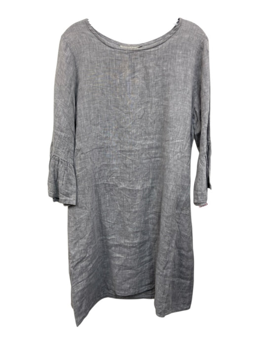 Bryn Walker Size S Light Gray Linen Boat Neck Trumpet Sleeve Shift Dress Dress Light Gray / S
