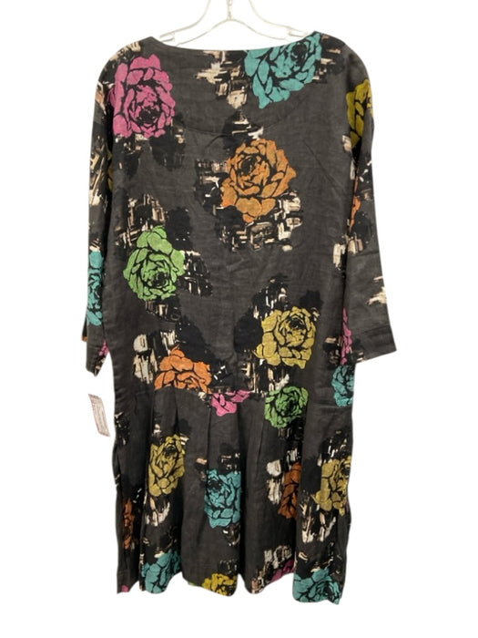 Bitte Kai Rand Size S / 1 Dark Gray, Pink, Multi Linen Scoop Neck Floral Dress Dark Gray, Pink, Multi / S / 1