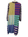 Briton Court Size L Purple, Blue, Yellow Cotton & Linen Stripe Button Dress Purple, Blue, Yellow / L