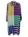 Briton Court Size L Purple, Blue, Yellow Cotton & Linen Stripe Button Dress Purple, Blue, Yellow / L