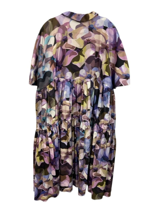 Kika Vargas Size L Purple, Blue, Multi Cotton Abstract Floral Tiered Dress Purple, Blue, Multi / L