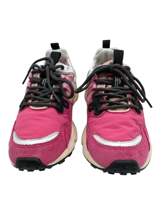 Flower Mountain Shoe Size 37 Pink, Yellow, White Leather & Nylon Laces Sneakers Pink, Yellow, White / 37