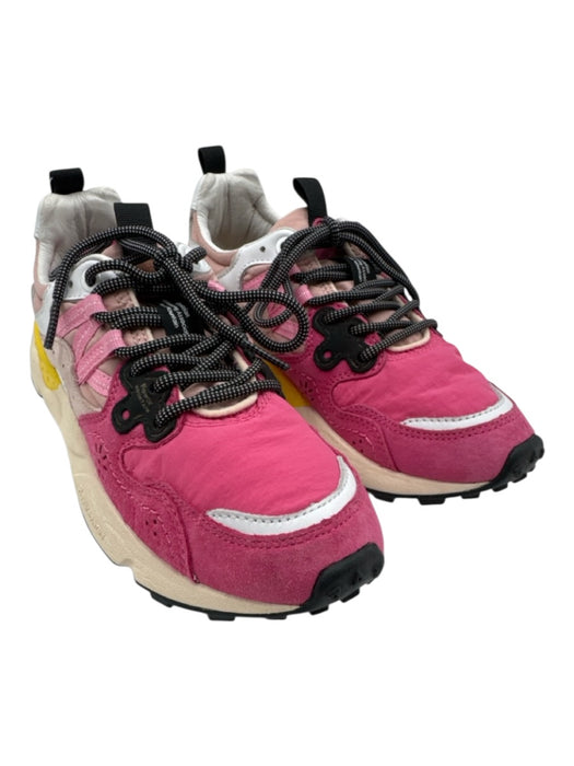 Flower Mountain Shoe Size 37 Pink, Yellow, White Leather & Nylon Laces Sneakers Pink, Yellow, White / 37