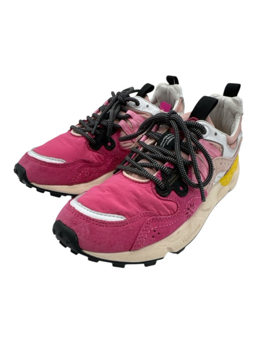 Flower Mountain Shoe Size 37 Pink, Yellow, White Leather & Nylon Laces Sneakers Pink, Yellow, White / 37