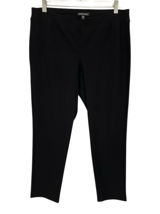 Eileen Fisher Size M Black Viscose Blend Elastic Waist Straight Leg Pants Black / M