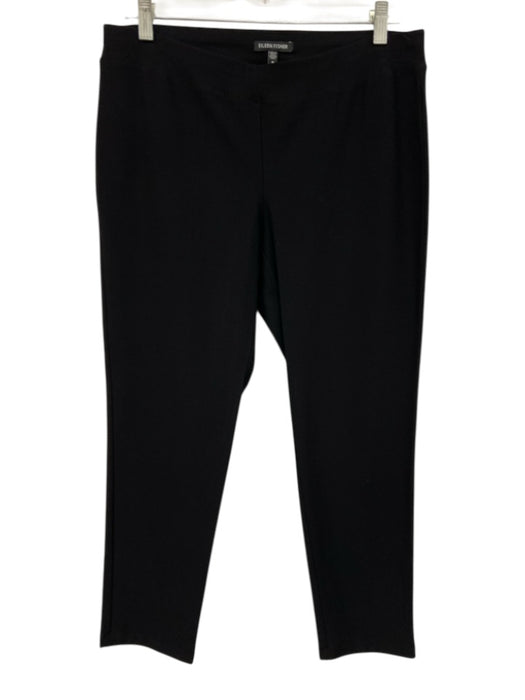 Eileen Fisher Size M Black Viscose Blend Elastic Waist Straight Leg Pants Black / M