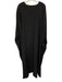 Ocean + Main Size XL Black Silk Batwing V Neck Midi Caftan Dress Black / XL