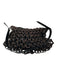 Alienina Dark Gray & Black Cord Leather Strap Woven Hobo Bag Dark Gray & Black